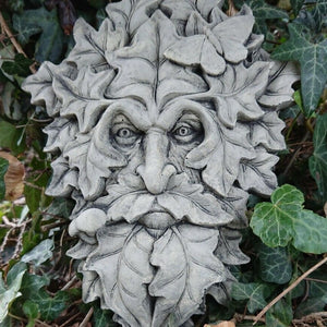 STONE GARDEN IVY LEAF GREEN MAN FACE WALL PLAQUE ORNAMENT