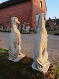 STONE GARDEN PAIR OF SITTING GREYHOUND WHIPPET DOGS ORNAMENTS