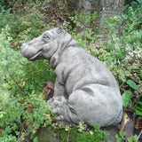 STONE GARDEN SITTING HIPPOPOTAMUS HIPPO STATUE ORNAMENT