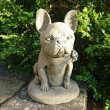 STONE GARDEN SITTING FRENCH BULLDOG FRENCHIE STATUE ORNAMENT