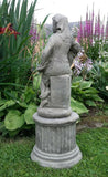 STONE GARDEN LADY WITH URN ON PLINTH STATUE ORNAMENT
