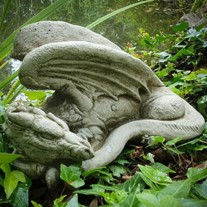 STONE GARDEN CURLED UP WINGED BABY DRAGON