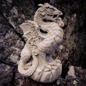 STONE GARDEN SITTING DRAGON STATUE ORNAMENT