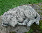 STONE GARDEN SLEEPING LABRADOR DOG ORNAMENT STATUE MEMORIAL