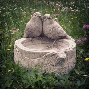 STONE GARDEN ROBIN BIRD BATH / FEEDER