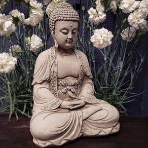 STONE GARDEN SITTING MEDITATING BUDDHA BUDDAH STATUE ORNAMENT