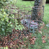 SET OF 5 RUSTY METAL CIRCLE PLANT GARDEN SUPPORTS STAKES