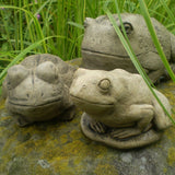 STONE GARDEN SET OF 3 FROG ORNAMENT FROGS TOAD STATUES