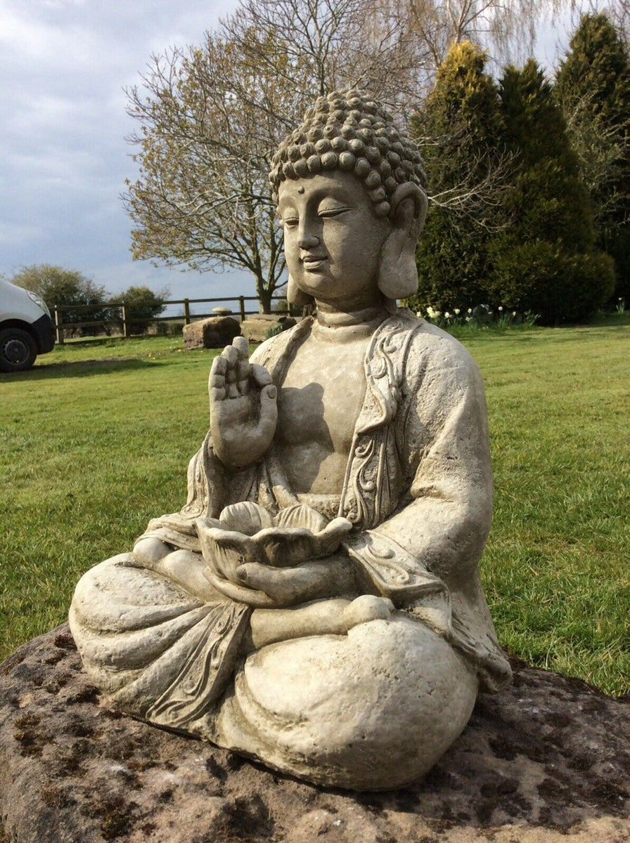 STONE GARDEN ZEN BUDDHA MONK TEALIGHT CANDLE HOLDER STATUE ORNAMENT ...