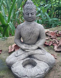 STONE GARDEN MEDITATING BUDDHA CANDLE HOLDER