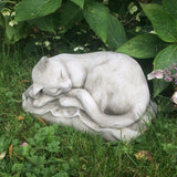STONE GARDEN LARGE LYING CURLED UP CAT ORNAMENT MEMORIAL STATUE