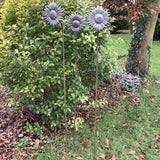 SET OF 3 RUSTY METAL TALL 1.5M SUNFLOWER STAKES GARDEN PLANT SUPPORTS