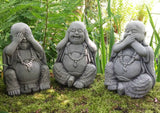 STONE GARDEN SET OF 3 WISE BUDDHAS BUDDHA ORNAMENTS STATUES