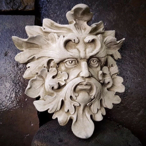 STONE GARDEN LARGE WESSEX GREEN MAN FACE WALL PLAQUE