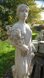 STONE GARDEN LARGE ROSE LADY STATUE WITH FLOWERS ORNAMENT