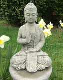 STONE GARDEN MEDITATING BUDDHA ON PLINTH