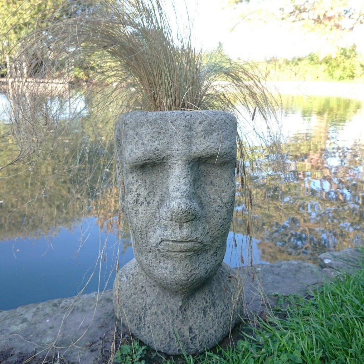 easter island head plant pot STONE GARDEN EASTER ISLAND TIKI PLANTER POT MOAI STATUE ORNAMENT – Ferney Heyes Garden Products