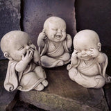 STONE GARDEN SET OF 3 WISE MONK BUDDHA ORNAMENTS SEE NO EVIL
