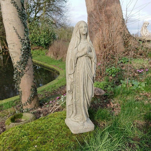 STONE GARDEN VIRGIN MARY RELIGIOUS OUR LADY STATUE MEMORIAL ORNAMENT