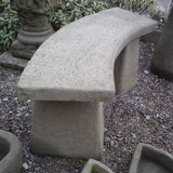STONE GARDEN RUSTIC OLD STYLE CURVED BENCH / SEAT ORNAMENT