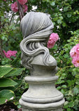 STONE GARDEN FLOWER GIRL NUDE LADY BUST STATUE ORNAMENT