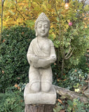 STONE GARDEN PRAYING BUDDHA CANDLE T-LIGHT ORNAMENT STATUE