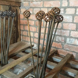 SET OF 5 RUSTY 1.5M TALL METAL CAGE BALL PLANT STAKES GARDEN SUPPORTS