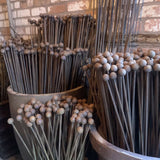 SET OF 5 RUSTY 75 CM METAL BALL GARDEN SUPPORT PLANT STAKES