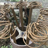 SET OF 10 TRADITIONAL RUSTY METAL GARDEN PLANT SUPPORTS HOLDERS / STAKES -STEEL
