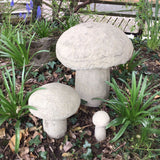 STONE GARDEN SET OF 3 RUSTIC OLD STYLE TOADSTOOLS MUSHROOM ORNAMENTS