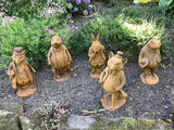 SET OF 5 METAL CAST IRON WIND IN THE WILLOWS STATUES GARDEN ORNAMENTS