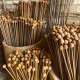 SET OF 20 RUSTY METAL BALL TOP GARDEN PLANT SUPPORTS STAKES