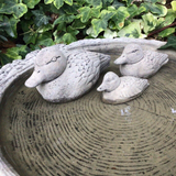 STONE GARDEN LOG BIRD BATH TOP FEEDER BOWL REPLACEMENT DISH ORNAMENT WITH DUCKS