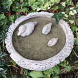 STONE GARDEN LOG BIRD BATH TOP FEEDER BOWL REPLACEMENT DISH ORNAMENT WITH DUCKS