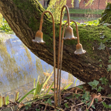 SET OF 3 RUSTY METAL BLUEBELL FLOWER PLANT SUPPORTS STAKES GARDEN DECORATIONS