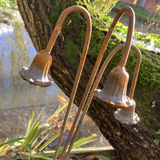 SET OF 3 RUSTY METAL BLUEBELL FLOWER PLANT SUPPORTS STAKES GARDEN DECORATIONS