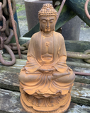 RUSTY METAL CAST IRON SMALL SITTING ZEN BUDDHA ORNAMENT STATUE