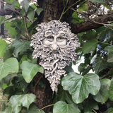 STONE GARDEN SMALL TWISTED BEARD LEAFY GREEN MAN  FACE WALL PLAQUE