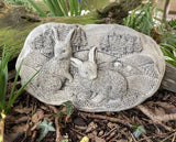 STONE GARDEN WOODLAND RABBITS WALL PLAQUE HARE EASTER BUNNIES