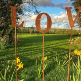SET OF RUSTY METAL LOVE LETTERS PLANT SUPPORTS STAKES GARDEN WEDDING DECORATIONS