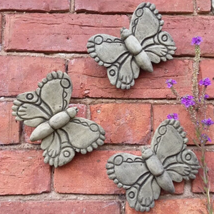 STONE GARDEN SET OF 3 SMALL BUTTERFLY WALL PLAQUES