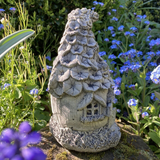 STONE GARDEN SMALL FLORAL FAIRY HOUSE COTTAGE ORNAMENT