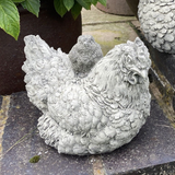 STONE GARDEN PAIR OF SITTING CHICKEN ORNAMENTS STATUES
