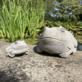STONE GARDEN PAIR OF TOADS FROGS POND ORNAMENTS STATUES