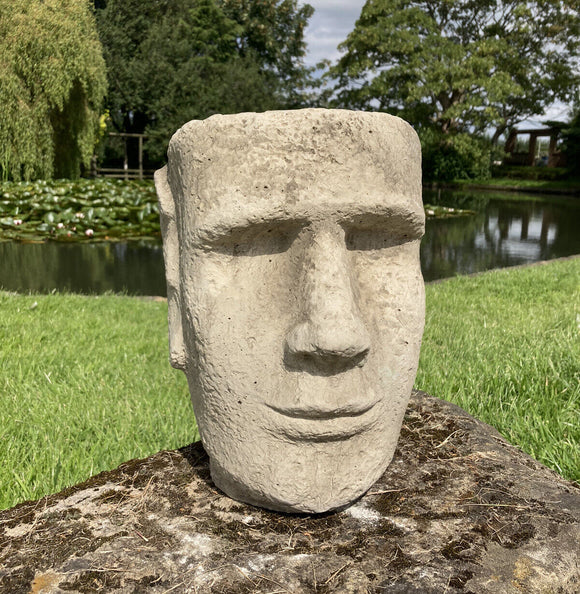 easter island head plant pot STONE GARDEN EASTER ISLAND MOAI HEAD TIKI PLANTER POT ORNAMENT – Ferney Heyes Garden Products