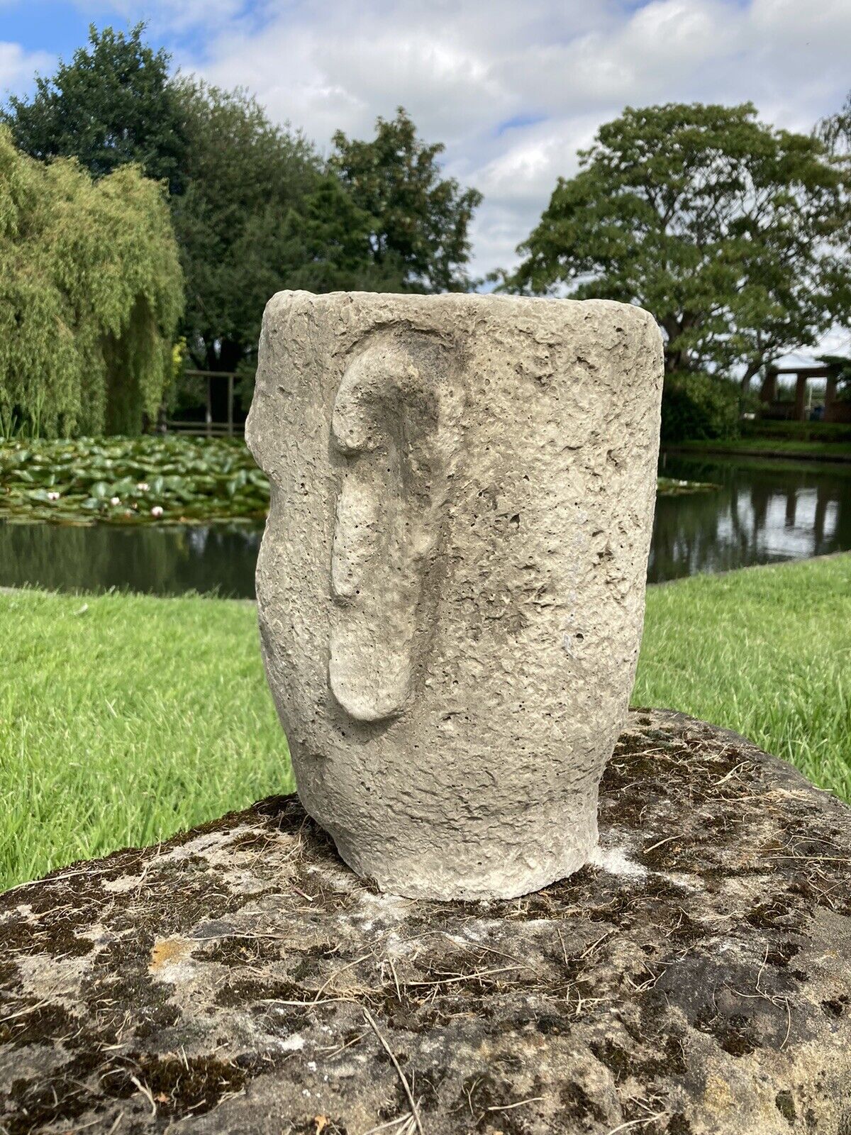 moai head planter pot STONE GARDEN EASTER ISLAND MOAI HEAD TIKI PLANTER POT ORNAMENT – Ferney Heyes Garden Products