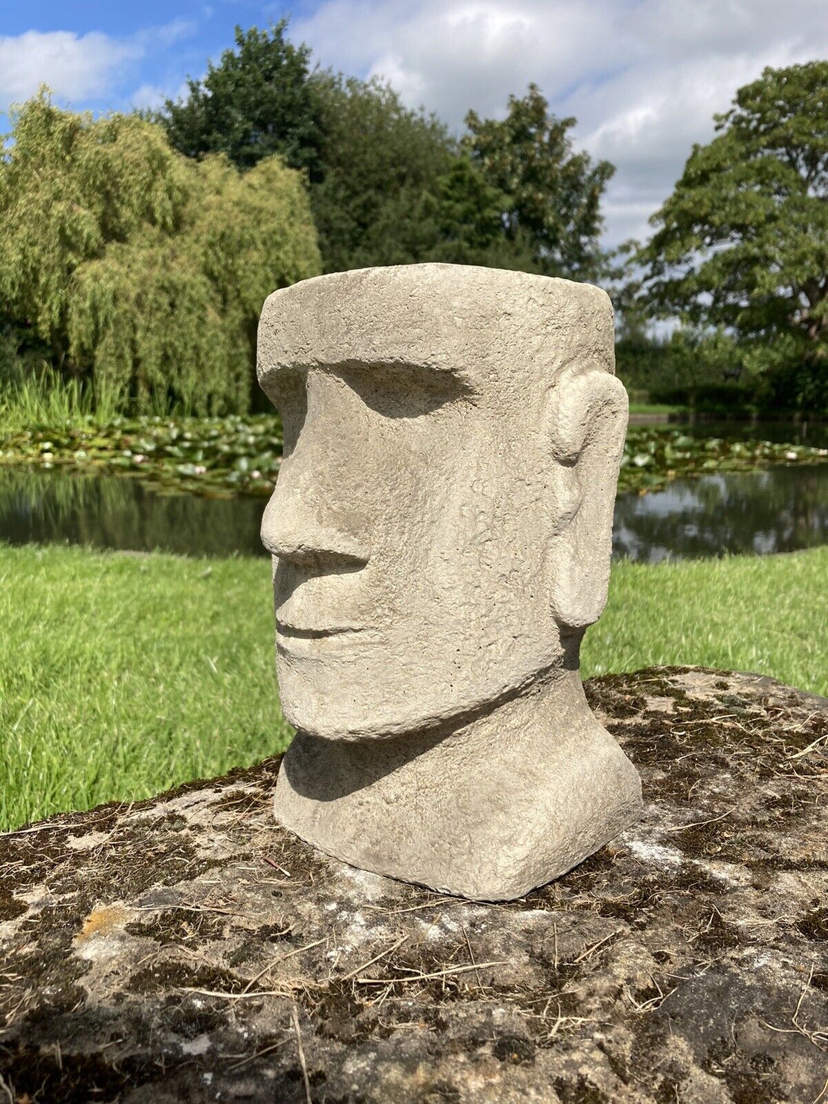 moai head planter pot STONE GARDEN SMALL MOAI TIKI HEAD PLANTER POT – Ferney Heyes Garden Products