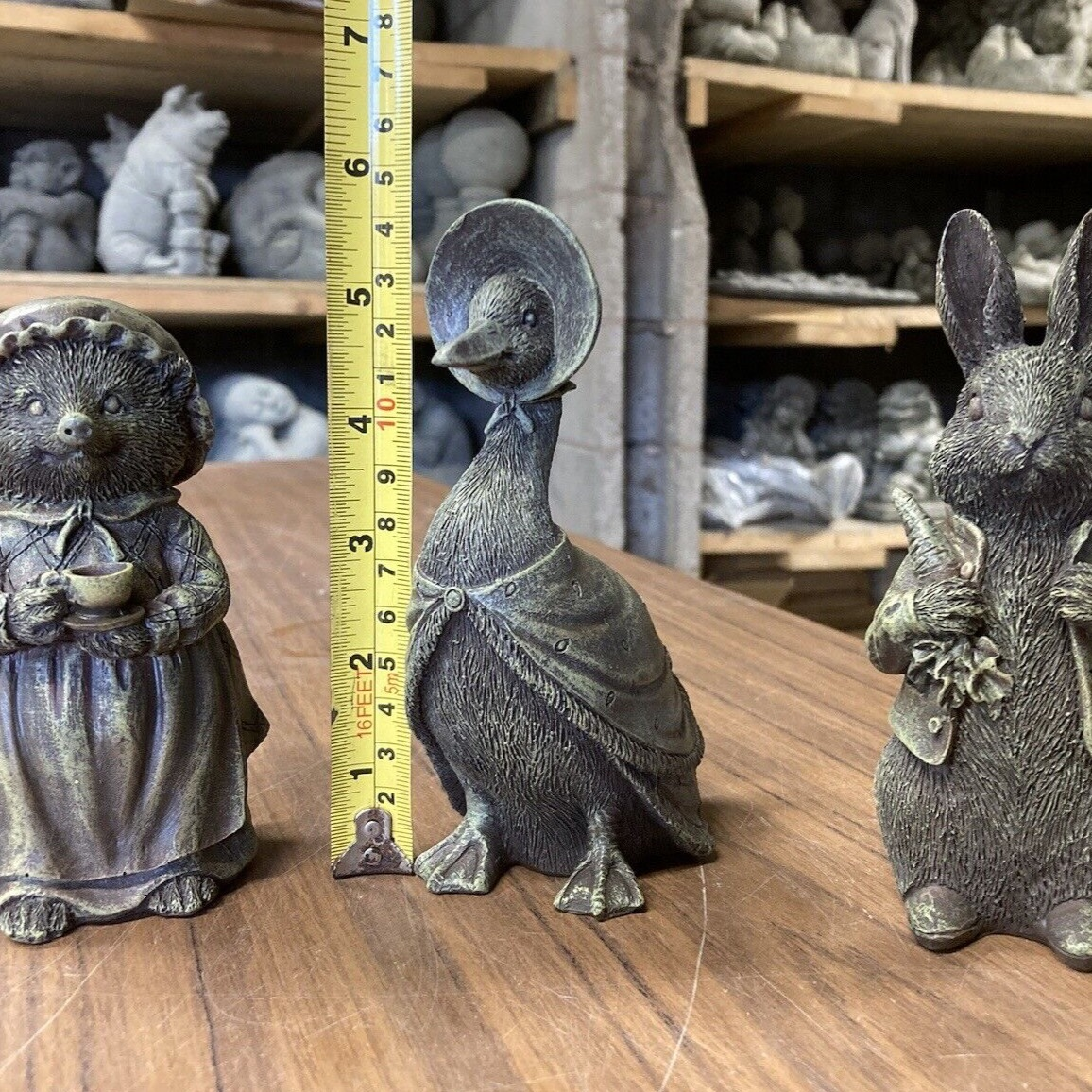 RESIN SET SMALL BEATRIX POTTER TIGGY WINKLE, JEMIMA DUCK PETER
