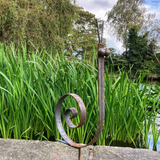 METAL GARDEN RUSTY SNAIL STAKE PLANT ORNAMENT SUPPORT