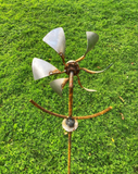 METAL GARDEN RUSTY WIND SPINNER STAKE ORNAMENT SUPPORT